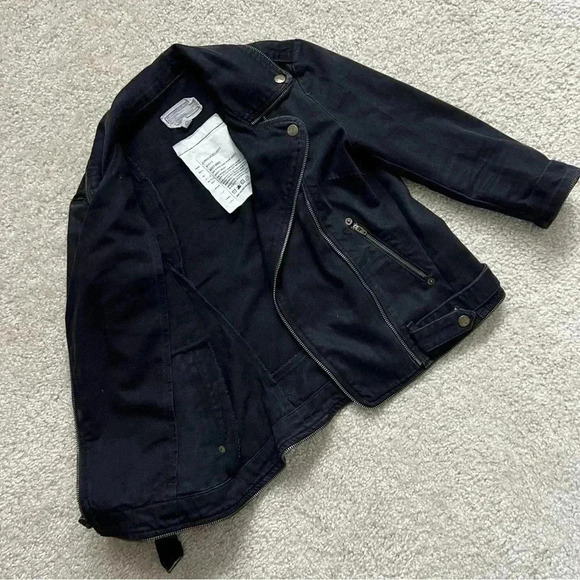 Current/Elliott Current Elliott The Zipper Edge Biker Moto Jacket Night Wash 0 - Picture 15 of 16